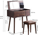 Penteadeiras Mesa penteadeira moderna com penteadeira espelho flip simples mesa de cabeceira de madeira maciça conjunto de mesa penteadeira para quarto Design Elegante