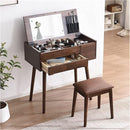 Penteadeiras Mesa penteadeira moderna com penteadeira espelho flip simples mesa de cabeceira de madeira maciça conjunto de mesa penteadeira para quarto Design Elegante