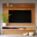 Painel para TV até 75 Polegadas Ripado com Prateleira Nicho e Gaveta Detroit Nature/Off White
