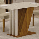 Conjunto Sala de Jantar com 4 Cadeiras Miami Freijo/OffWhite/Palha