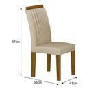 Conjunto Sala de Jantar com 4 Cadeiras Miami Freijo/OffWhite/Palha