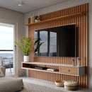 Painel para TV até 75 Polegadas Ripado com Prateleira Nicho e Gaveta Detroit Nature/Off White