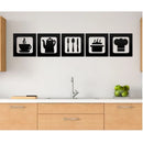 Kit Decoração Cozinha kit 5 quadrinhos quadros Mdf 3mm Preto PROMOÇÃO - laser