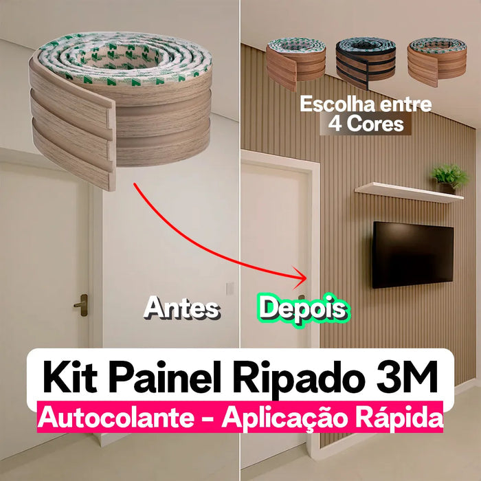 Kit Painel Ripado Autocolante 3M Laminado | Linha Madeto | DIY