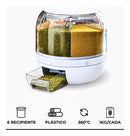Dispenser De Alimentos E Grãos Giratório Com 6 Divisões