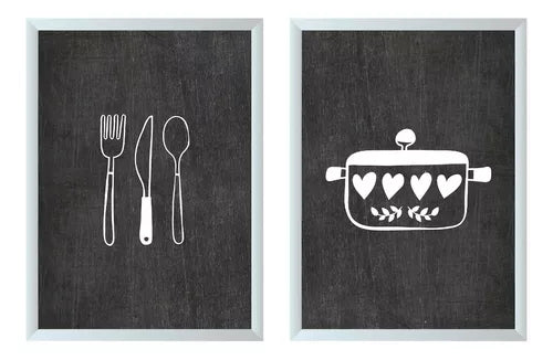 Quadrinho Placa Para Cozinha Moderna Talher Panela Decoração