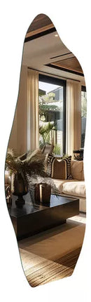 Espelho Orgânico 170x70 Grande Moderno Lapidado Moldura Com Suporte