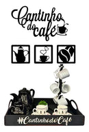 Cantinho Do Café Quadros E Bandeja Para Decoração Preto Mdf