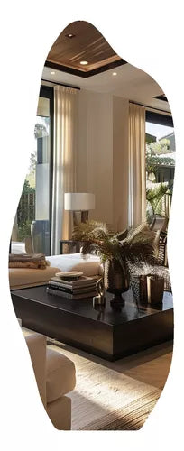 Espelho Orgânico 170x70 Grande Moderno Lapidado Moldura Com Suporte