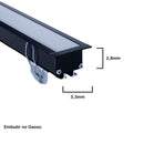 Perfil de 2 Metros de Embutir 33x28mm sem Fita de Led Preto