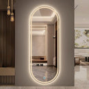 Espelho Oval Gigante 120x60 Corpo Inteiro LED Touch Jateado Na Borda Com Iluminação Decoração Chique
