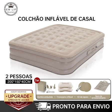 đïž Seu Conforto em Qualquer Lugar â ColchĂŁo InflĂĄvel Queen Solteiro Bomba RecarregĂĄvel