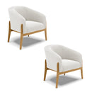 Poltrona Decorativa Base Madeira Kit 2 Stella Bouclê Off White D03 - D'rossi