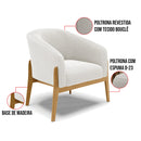 Poltrona Decorativa Base Madeira Kit 2 Stella Bouclê Off White D03 - D'rossi