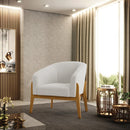 Poltrona Decorativa Base Madeira Kit 2 Stella Bouclê Off White D03 - D'rossi