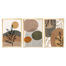 Trio de Quadros Abstrato Formas Boho Moderno