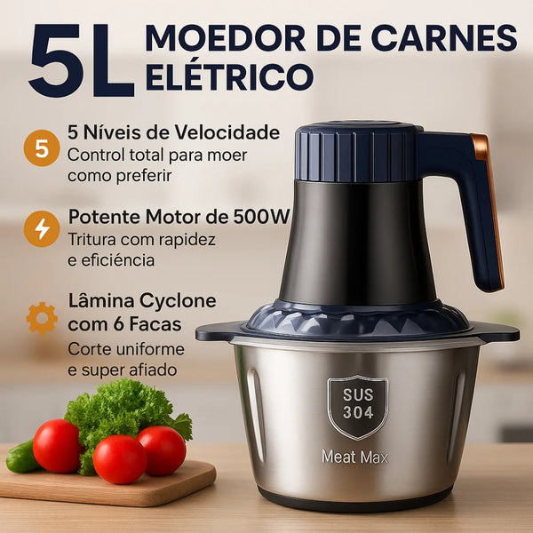 [Leve 2 Pague 1] Moedor de Carne Elétrico de Aço Inoxidável + BRINDE: Faqueiro Com 9 Peças