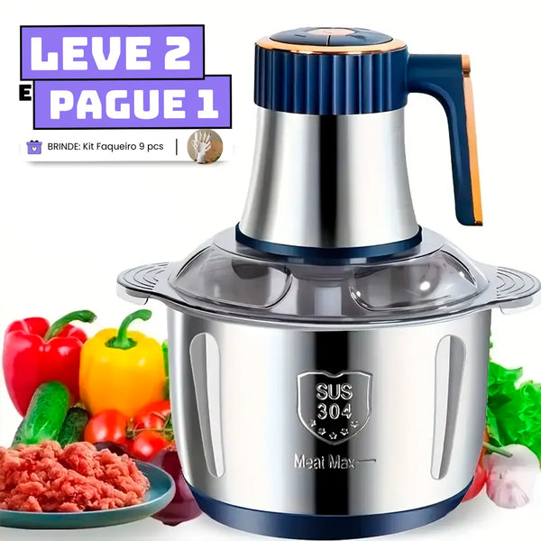 [Leve 2 Pague 1] Moedor de Carne Elétrico de Aço Inoxidável + BRINDE: Faqueiro Com 9 Peças