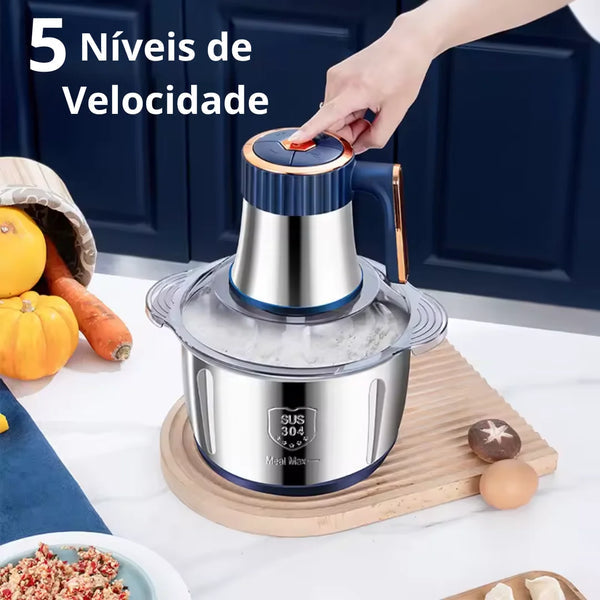 [Leve 2 Pague 1] Moedor de Carne Elétrico de Aço Inoxidável + BRINDE: Faqueiro Com 9 Peças