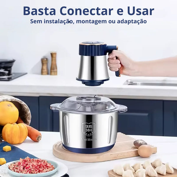 [Leve 2 Pague 1] Moedor de Carne Elétrico de Aço Inoxidável + BRINDE: Faqueiro Com 9 Peças