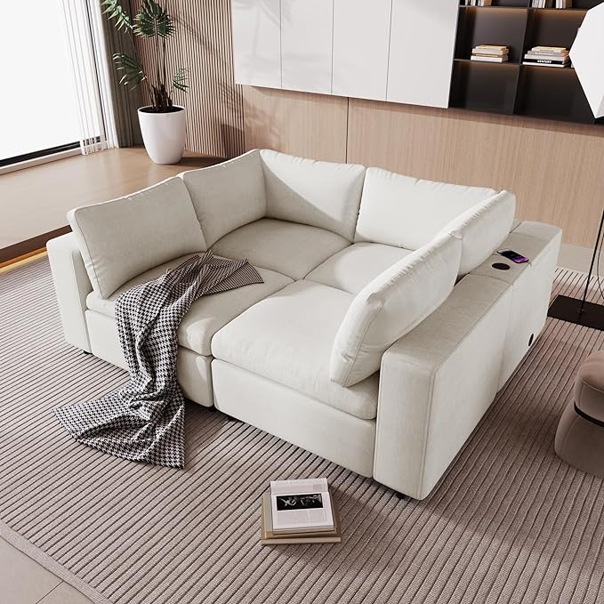 Sofá secional modular conversível,YUNLife & Home moderno estofado em forma de L Sofá de canto Sofá Cama para Sala de Estar, Apartamento, Mobiliário de Escritório