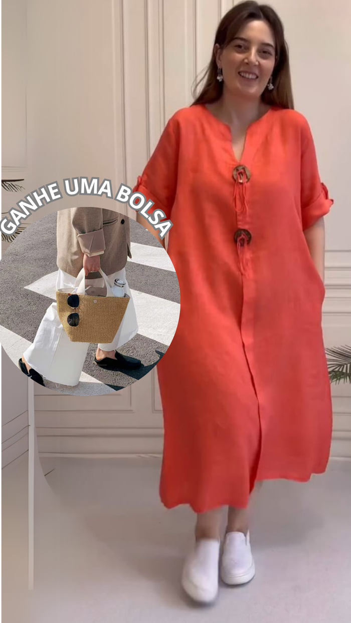 Vestido Marina - (COMPRE 1 E LEVE 2 ) + Bolsa (PRESENTE)