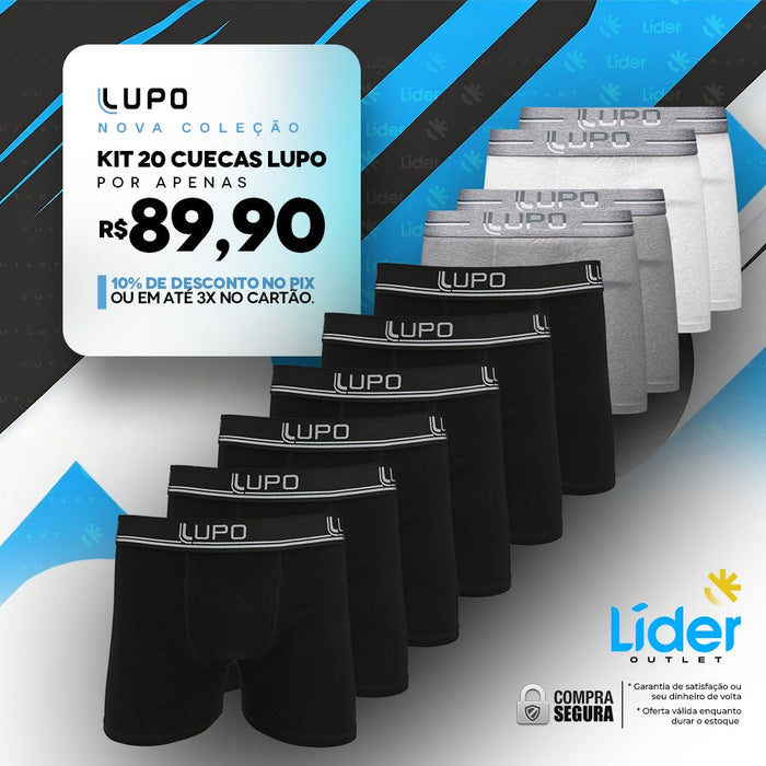 [ULTIMO DIA DE PROMOÇÃO] Kit 20 Cuecas Lupo 100%