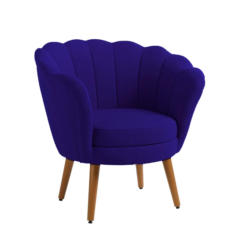 Poltrona Decorativa Petala Pés Palito Veludo - Kimi Design