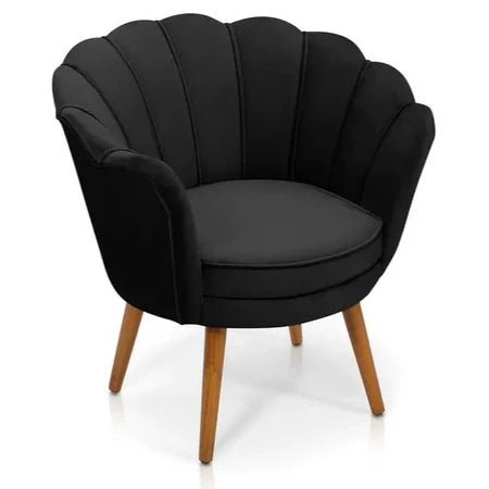 Poltrona Decorativa Petala Pés Palito Veludo - Kimi Design