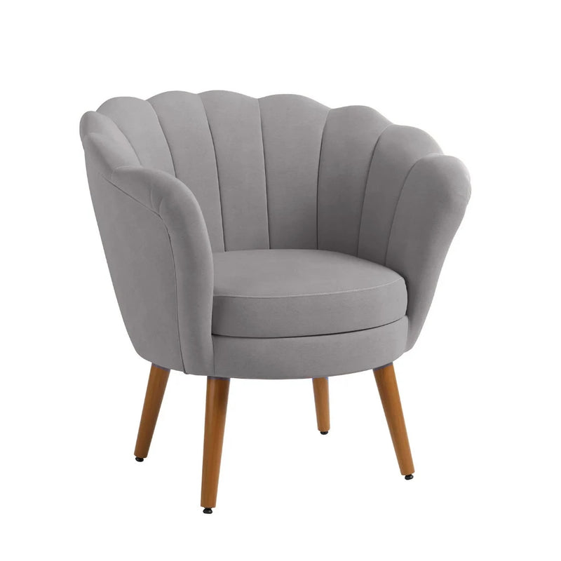 Poltrona Decorativa Petala Pés Palito Veludo - Kimi Design