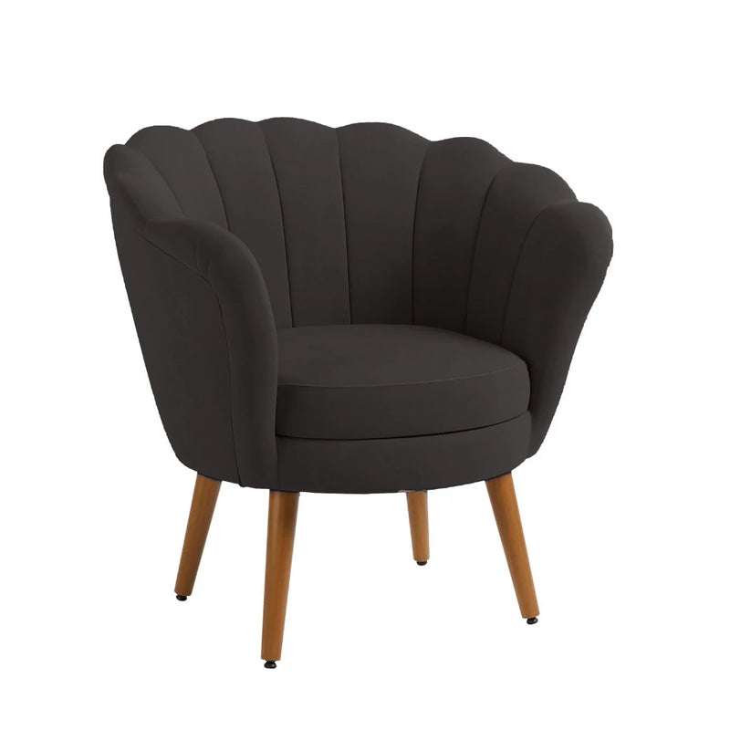 Poltrona Decorativa Petala Pés Palito Veludo - Kimi Design