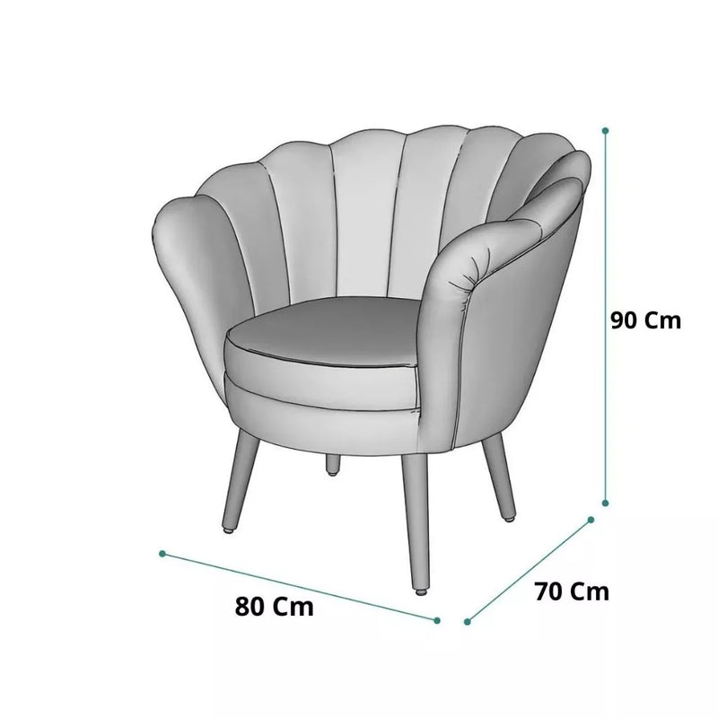 Poltrona Decorativa Petala Pés Palito Veludo - Kimi Design
