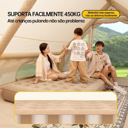🛏️ Seu Conforto em Qualquer Lugar – Colchão Inflável Queen Solteiro Bomba Recarregável