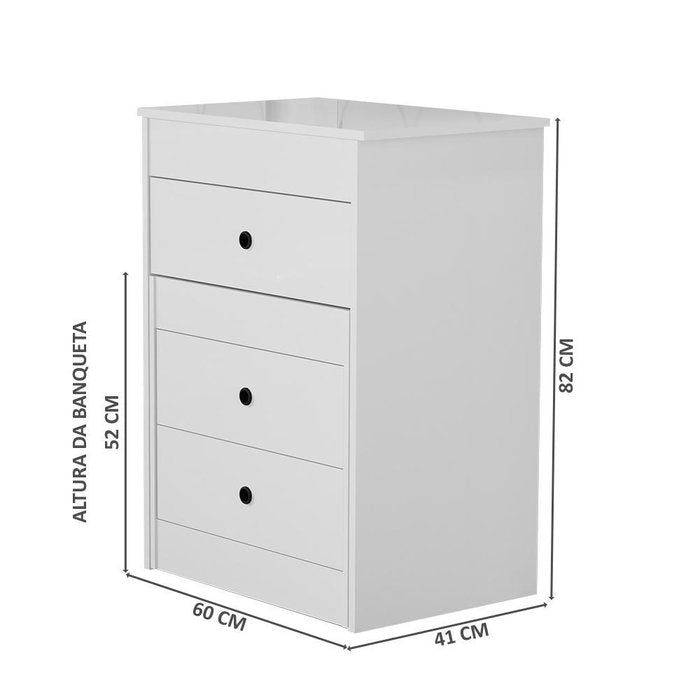 [PROMOÇÃO RELÂMPAGO] Cômoda Penteadeira 3 Gavetas 1 Espelho Olivia Basoto Branco Branco
